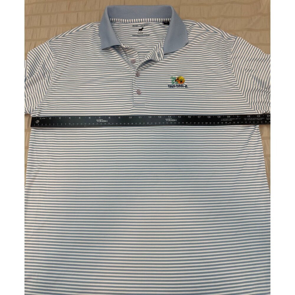 Horn Legend Mens Striped Polo Shirt Blue White Short Sleeve Golf Shirt, Large - Picture 8 of 11